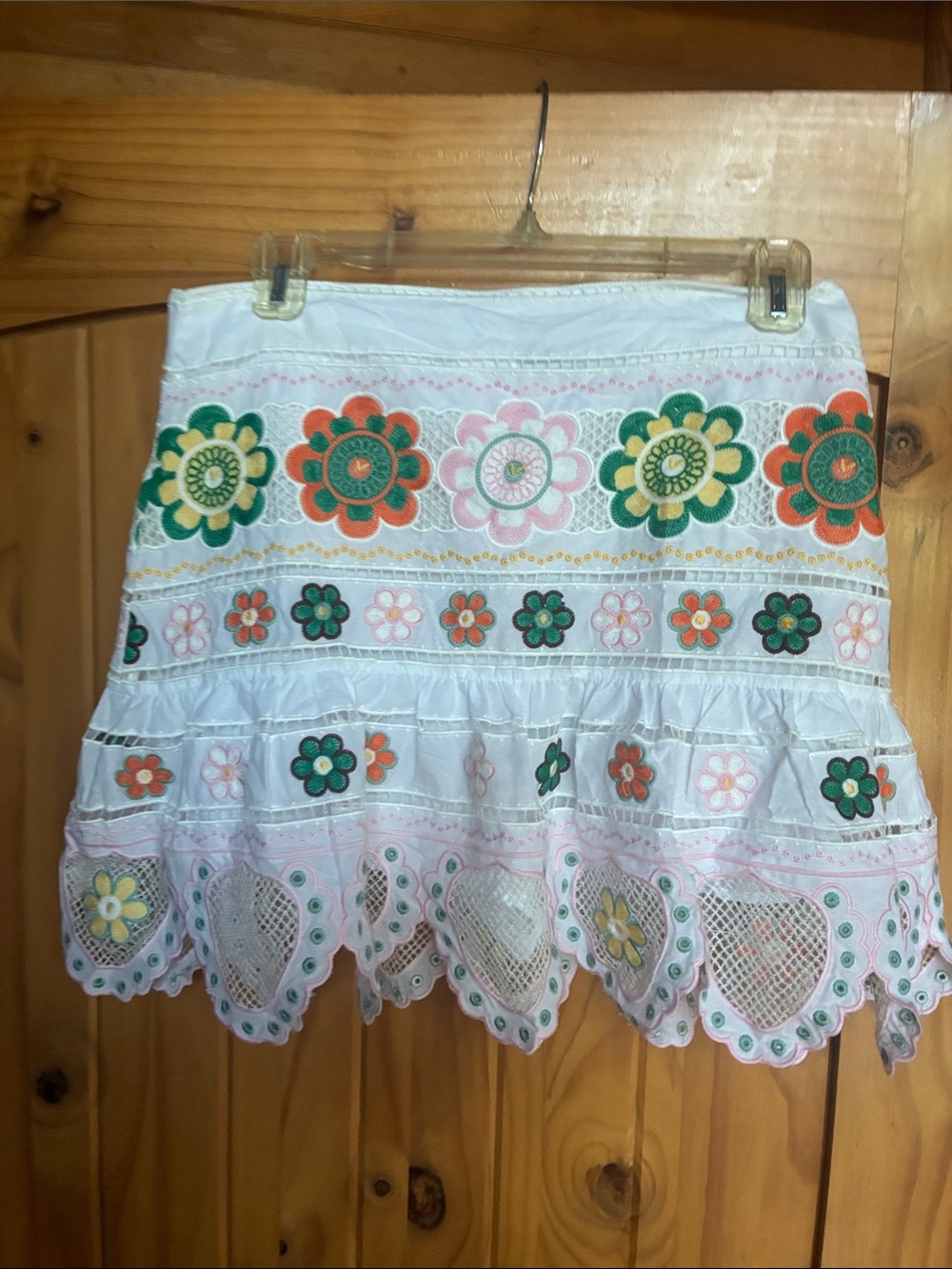 Zara lace embroidered croquet miniskirt